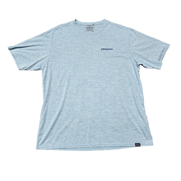 Patagonia Capilene Cool Daily T-Shirt Mens Large Blue Wave Logo Tee - Picture 1 of 6